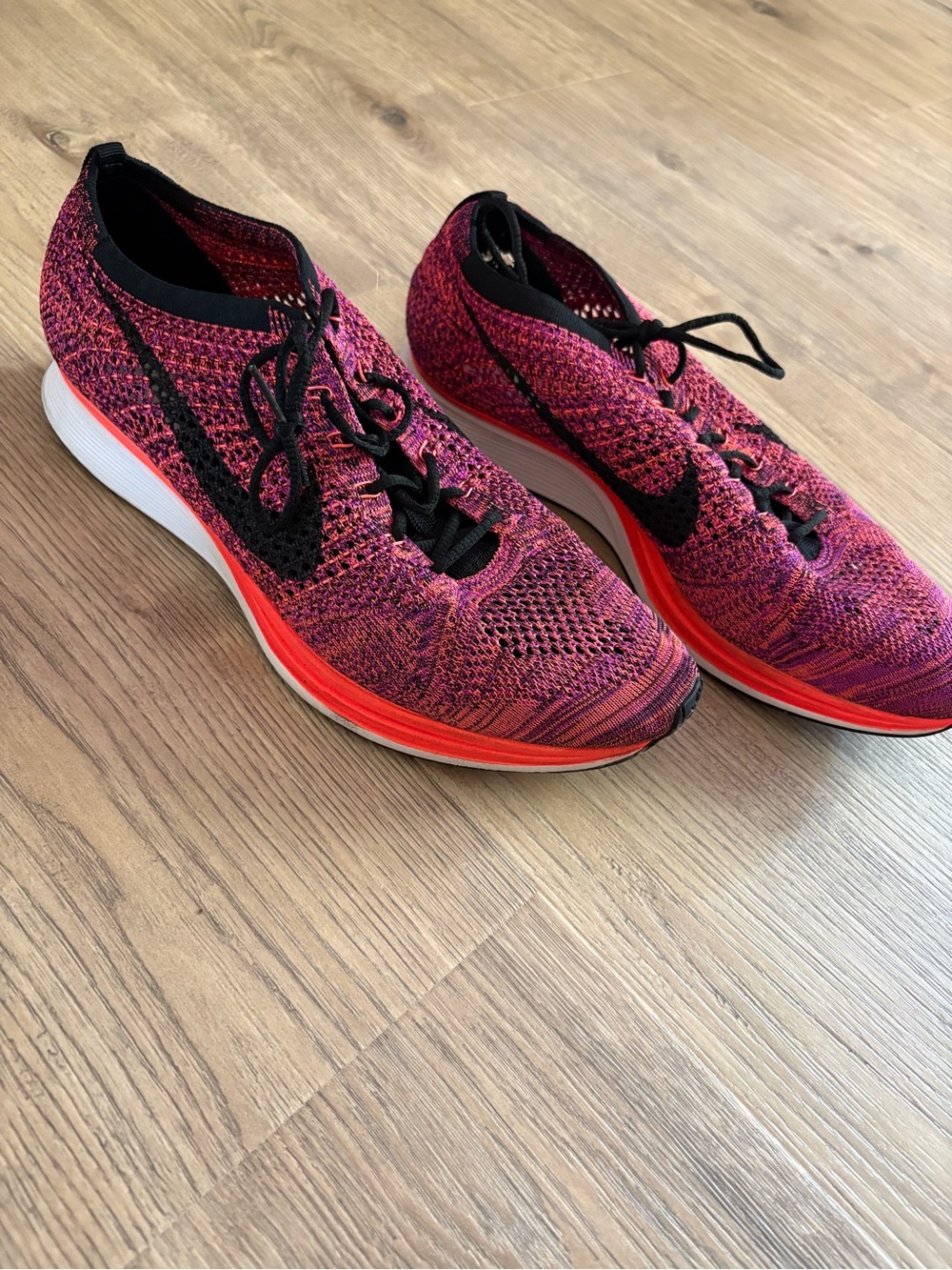 Nike Flyknit Racer Running Shoes - Pink/Orange